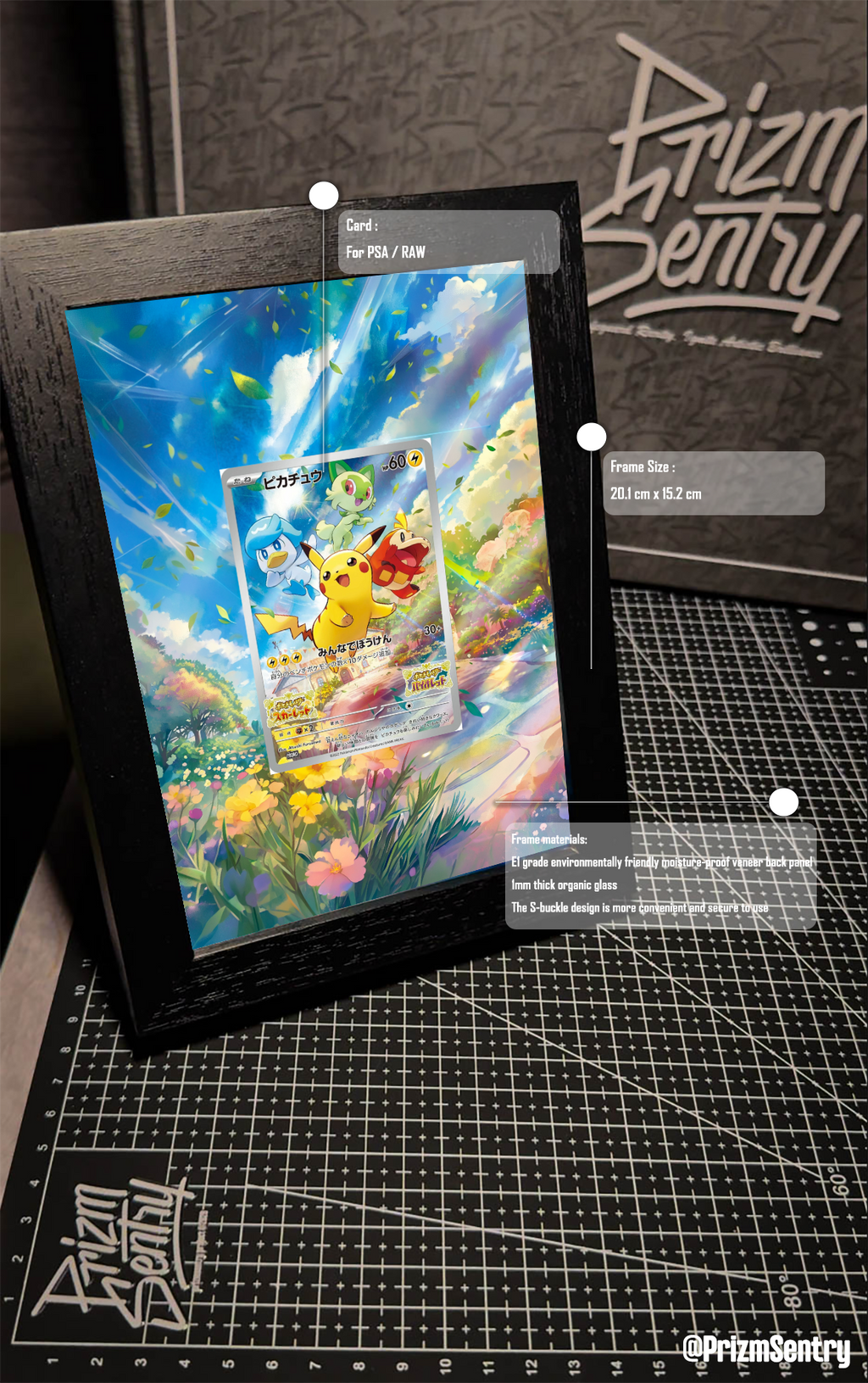 0016-Pikachu SVP 027 Pokemon Center Exclusive Stamped Black Star Promo Art Frame