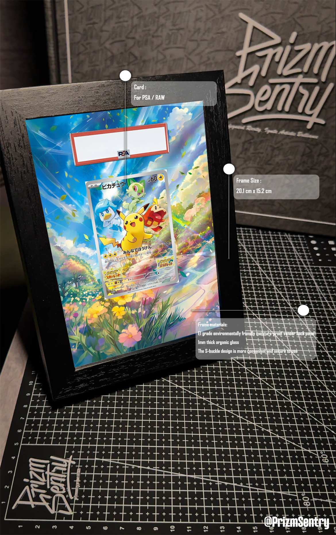 0016-Pikachu SVP 027 Pokemon Center Exclusive Stamped Black Star Promo Art Frame